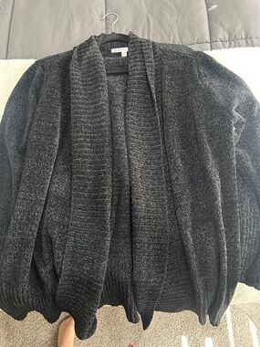 Seven7 Black Open-Front Knit Cardigan